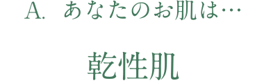 あなたのお肌は乾性肌